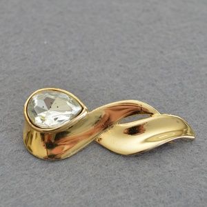Vintage Rhinestone Gold Brooch/Pin - 1990's